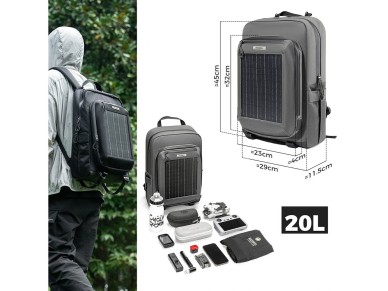 Mochila de ciclismo Rockbros H51 com painel solar - Preta Mochila de ciclismo Rockbros H51 com painel solar - Preta
