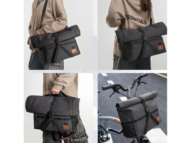 Bolsa multifuncional para guid�o de bicicleta Rockbros H48 - Cinza