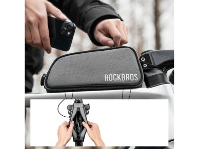 Bolsa de quadro impermeável Rockbros TL004 ROAD TO SKY 0,7L para bicicleta - Cinza Bolsa de quadro impermeável Rockbros TL004 ROAD TO SKY 0,7L para bicicleta - Cinza