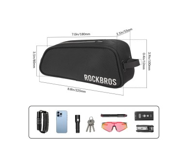 Bolsa para cuadro de bicicleta Rockbros TL004 ROAD TO SKY de 0,7 L, impermeable - Negra