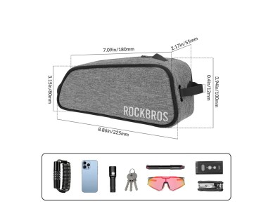 Bolsa de quadro impermeável Rockbros TL004 ROAD TO SKY 0,7L para bicicleta - Cinza Bolsa de quadro impermeável Rockbros TL004 ROAD TO SKY 0,7L para bicicleta - Cinza