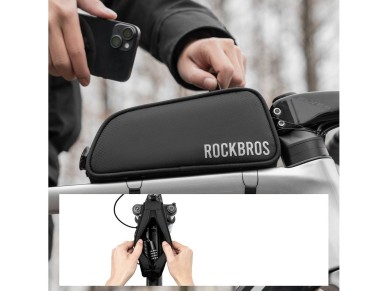 Bolsa para cuadro de bicicleta Rockbros TL004 ROAD TO SKY de 0,7 L, impermeable - Negra