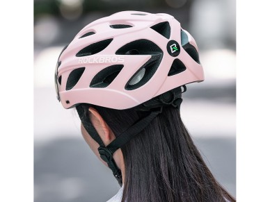 Casco de bicicleta Rockbros con visera, gafas UV desmontables, visera desmontable, unisex - Rosa Casco de bicicleta Rockbros con visera, gafas UV desmontables, visera desmontable, unisex - Rosa
