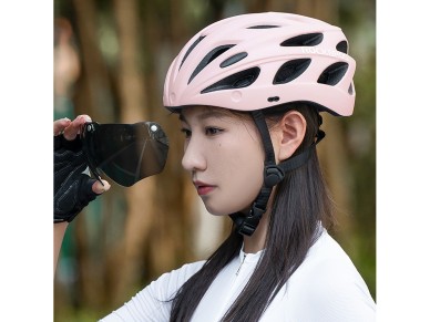 Casco de bicicleta Rockbros con visera, gafas UV desmontables, visera desmontable, unisex - Rosa Casco de bicicleta Rockbros con visera, gafas UV desmontables, visera desmontable, unisex - Rosa