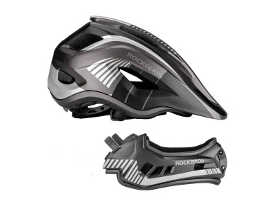 Rockbros TT-32SBTG-M children's bicycle helmet with removable chinbar, size M - gray Rockbros TT-32SBTG-M children's bicycle helmet with removable chinbar, size M - gray