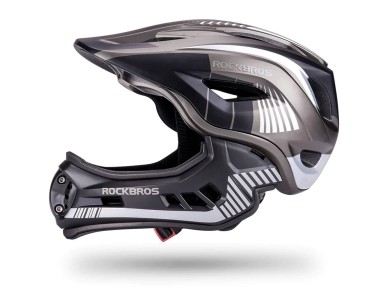 Rockbros TT-32SBTG-M children's bicycle helmet with removable chinbar, size M - gray Rockbros TT-32SBTG-M children's bicycle helmet with removable chinbar, size M - gray