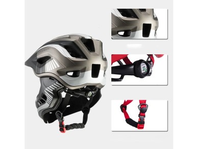 Rockbros TT-32SBTG-M children's bicycle helmet with removable chinbar, size M - gray Rockbros TT-32SBTG-M children's bicycle helmet with removable chinbar, size M - gray