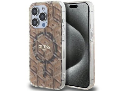 Guess IML GCube MagSafe case for iPhone 15 Pro Max - brown Guess IML GCube MagSafe case for iPhone 15 Pro Max - brown