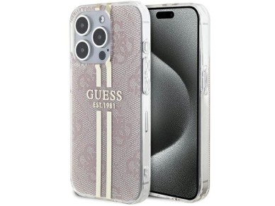 Funda Guess IML 4G Gold Stripe para iPhone 14 Pro Max - rosa