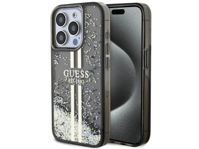 Guess Liquid Glitter Gold Stripes case for iPhone 15 Pro - black