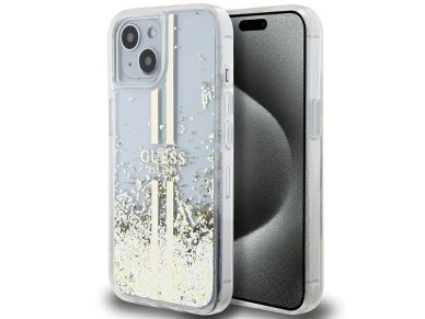 Guess Liquid Glitter Gold Stripes case for iPhone 15 Plus / 14 Plus - transparent Guess Liquid Glitter Gold Stripes case for iPhone 15 Plus / 14 Plus - transparent