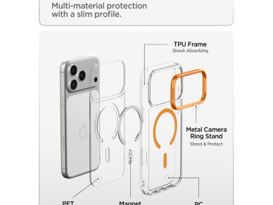 Spigen Ultra Hybrid Optik S MagSafe Case for iPhone 18 Pro / 17 Pro - Transparent Orange Spigen Ultra Hybrid Optik S MagSafe Case for iPhone 18 Pro / 17 Pro - Transparent Orange