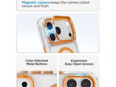 Capa Spigen Ultra Hybrid Optik S MagSafe para iPhone 18 Pro Max / 17 Pro Max - Laranja Transparente Capa Spigen Ultra Hybrid Optik S MagSafe para iPhone 18 Pro Max / 17 Pro Max - Laranja Transparente
