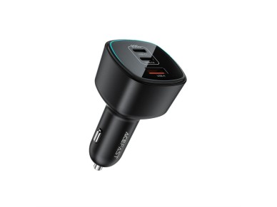 Cargador de coche Acefast B18 de 200 W con 2 puertos USB-C y USB-A - Negro