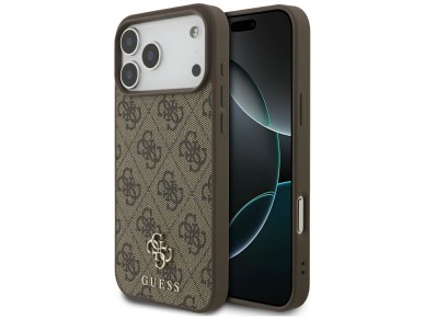 Funda Guess 4G peque�a con logo cl�sico y MagSafe para iPhone 17 Pro Max / 18 Pro Max - Marr�n