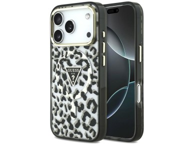 Guess IML Leopard Glitter Triangle Logo MagSafe Case for iPhone 17 Pro / 18 Pro - Black Guess IML Leopard Glitter Triangle Logo MagSafe Case for iPhone 17 Pro / 18 Pro - Black