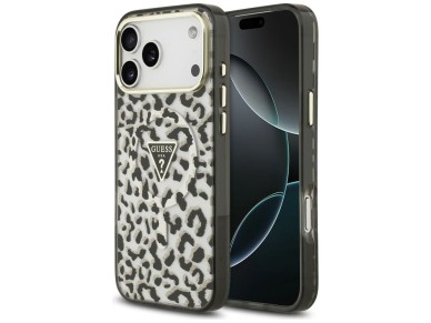 Guess IML Leopard Glitter Triangle Logo MagSafe Case for iPhone 17 Pro Max / 18 Pro Max - Black Guess IML Leopard Glitter Triangle Logo MagSafe Case for iPhone 17 Pro Max / 18 Pro Max - Black