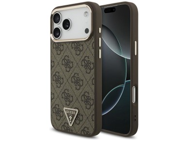 Funda Guess 4G con logo triangular y MagSafe para iPhone 17 Pro Max / 18 Pro Max - Marr�n