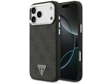 Guess 4G Triangle Logo MagSafe Case for iPhone 17 Pro Max / 18 Pro Max - Black & Silver