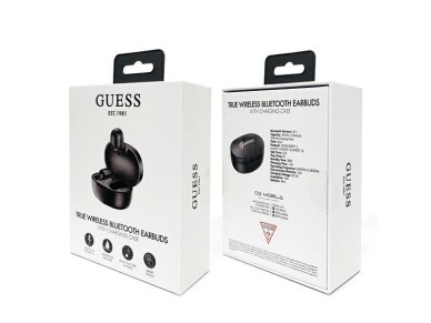 Fones de ouvido sem fio Bluetooth Guess GUTWST30BKTWS + Base de carregamento - Preto Fones de ouvido sem fio Bluetooth Guess GUTWST30BKTWS + Base de carregamento - Preto