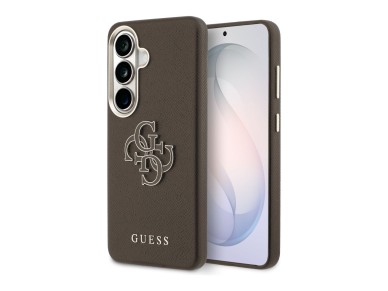 Capa Guess Granulada com Logo Grande 4G em Metal para Samsung Galaxy S26+ - Marrom