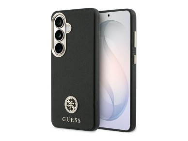 Capa MagSafe com logo redondo cravejado de strass da Guess para Samsung Galaxy S26 - Preta