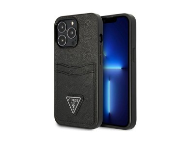 Guess Saffiano Triangle Logo Cardslot Case for iPhone 13 / 13 Pro - Black Guess Saffiano Triangle Logo Cardslot Case for iPhone 13 / 13 Pro - Black