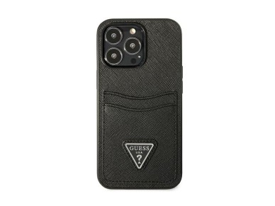 Capa Guess Saffiano com Logo Triangular e Compartimento para Cartões para iPhone 13 / 13 Pro - Preta Capa Guess Saffiano com Logo Triangular e Compartimento para Cartões para iPhone 13 / 13 Pro - Preta