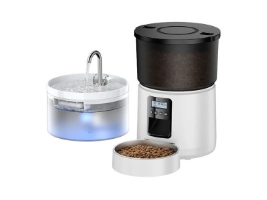 Dispensador de alimentos ROJECO Button de 3 litros con dispensador de agua de 2 litros. Dispensador de alimentos ROJECO Button de 3 litros con dispensador de agua de 2 litros.