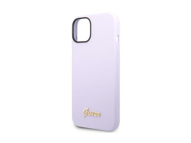 Funda Guess de silicona con logo vintage dorado para iPhone 14 / 15 Plus - Morado Funda Guess de silicona con logo vintage dorado para iPhone 14 / 15 Plus - Morado