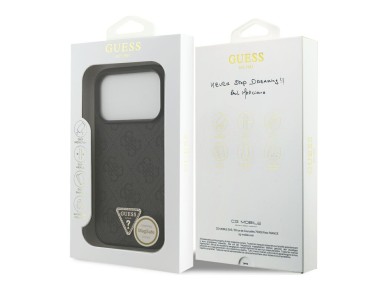 Guess Leather 4G Triangle Strass MagSafe Case for iPhone 18 Pro / 17 Pro - Black Guess Leather 4G Triangle Strass MagSafe Case for iPhone 18 Pro / 17 Pro - Black