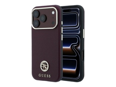 Guess Grained Round Strass Logo MagSafe Case for iPhone 18 Pro Max / 17 Pro Max - Burgundy Guess Grained Round Strass Logo MagSafe Case for iPhone 18 Pro Max / 17 Pro Max - Burgundy