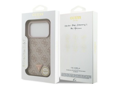 Guess Leather 4G Triangle Strass MagSafe Case for iPhone 18 Pro / 17 Pro - Pink Guess Leather 4G Triangle Strass MagSafe Case for iPhone 18 Pro / 17 Pro - Pink