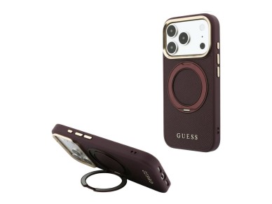 Funda Guess Ring Stand 360 Grained Classic Logo MagSafe para iPhone 18 Pro Max / 17 Pro Max - Borgoñ Funda Guess Ring Stand 360 Grained Classic Logo MagSafe para iPhone 18 Pro Max / 17 Pro Max - Borgoñ