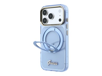 Guess IML Ring Stand 360 Script Metal Logo MagSafe Case for iPhone 17 Pro / 18 Pro - Light Blue Guess IML Ring Stand 360 Script Metal Logo MagSafe Case for iPhone 17 Pro / 18 Pro - Light Blue