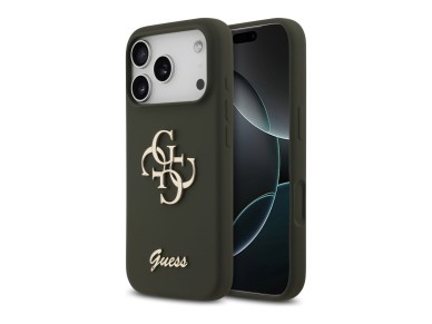 Capa de silicone Guess com o logótipo "4G" em destaque para iPhone 17 Pro - Verde Capa de silicone Guess com o logótipo "4G" em destaque para iPhone 17 Pro - Verde