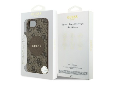 Capa Guess 4G Circle Classic Logo MagSafe para iPhone 16e - castanho