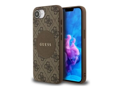 Capa Guess 4G Circle Classic Logo MagSafe para iPhone 16e - castanho