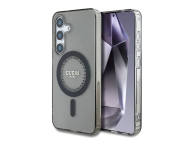 Funda Guess MagSafe negra con logotipo cl�sico estampado y diamantes de imitaci�n para Samsung Galax