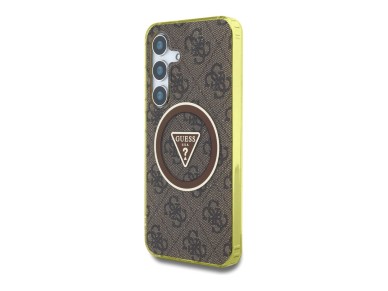 Funda Guess 4G con botones triangulares brillantes y MagSafe para Samsung Galaxy S25 (marrón) Funda Guess 4G con botones triangulares brillantes y MagSafe para Samsung Galaxy S25 (marrón)