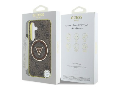 Funda Guess 4G con botones triangulares brillantes y MagSafe para Samsung Galaxy S25 (marrón) Funda Guess 4G con botones triangulares brillantes y MagSafe para Samsung Galaxy S25 (marrón)