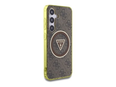 Funda Guess 4G con botones triangulares brillantes y MagSafe para Samsung Galaxy S25 (marrón) Funda Guess 4G con botones triangulares brillantes y MagSafe para Samsung Galaxy S25 (marrón)