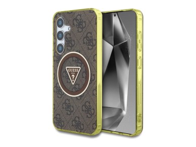 Funda Guess 4G con botones triangulares brillantes y MagSafe para Samsung Galaxy S25 (marrón) Funda Guess 4G con botones triangulares brillantes y MagSafe para Samsung Galaxy S25 (marrón)