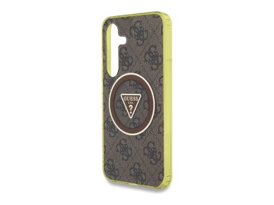 Funda Guess 4G con botones triangulares brillantes y MagSafe para Samsung Galaxy S25 (marrón) Funda Guess 4G con botones triangulares brillantes y MagSafe para Samsung Galaxy S25 (marrón)