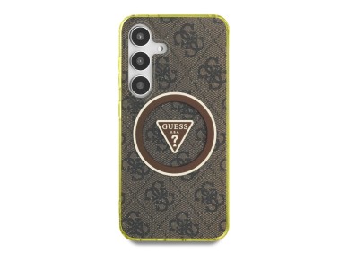 Funda Guess 4G con botones triangulares brillantes y MagSafe para Samsung Galaxy S25 (marrón) Funda Guess 4G con botones triangulares brillantes y MagSafe para Samsung Galaxy S25 (marrón)