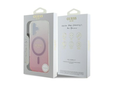 Guess IML Glitter Gradient MagSafe Case for iPhone 16 - Pink Guess IML Glitter Gradient MagSafe Case for iPhone 16 - Pink