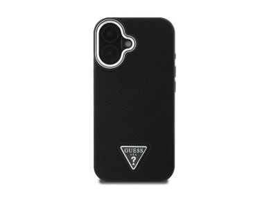 Guess Grained Triangle MagSafe case for iPhone 16 - black Guess Grained Triangle MagSafe case for iPhone 16 - black