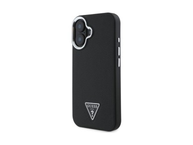 Guess Grained Triangle MagSafe case for iPhone 16 - black Guess Grained Triangle MagSafe case for iPhone 16 - black