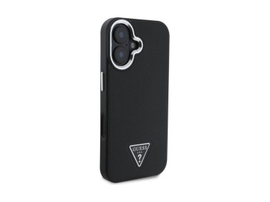 Guess Grained Triangle MagSafe case for iPhone 16 - black Guess Grained Triangle MagSafe case for iPhone 16 - black