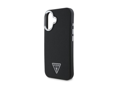 Guess Grained Triangle MagSafe case for iPhone 16 - black Guess Grained Triangle MagSafe case for iPhone 16 - black